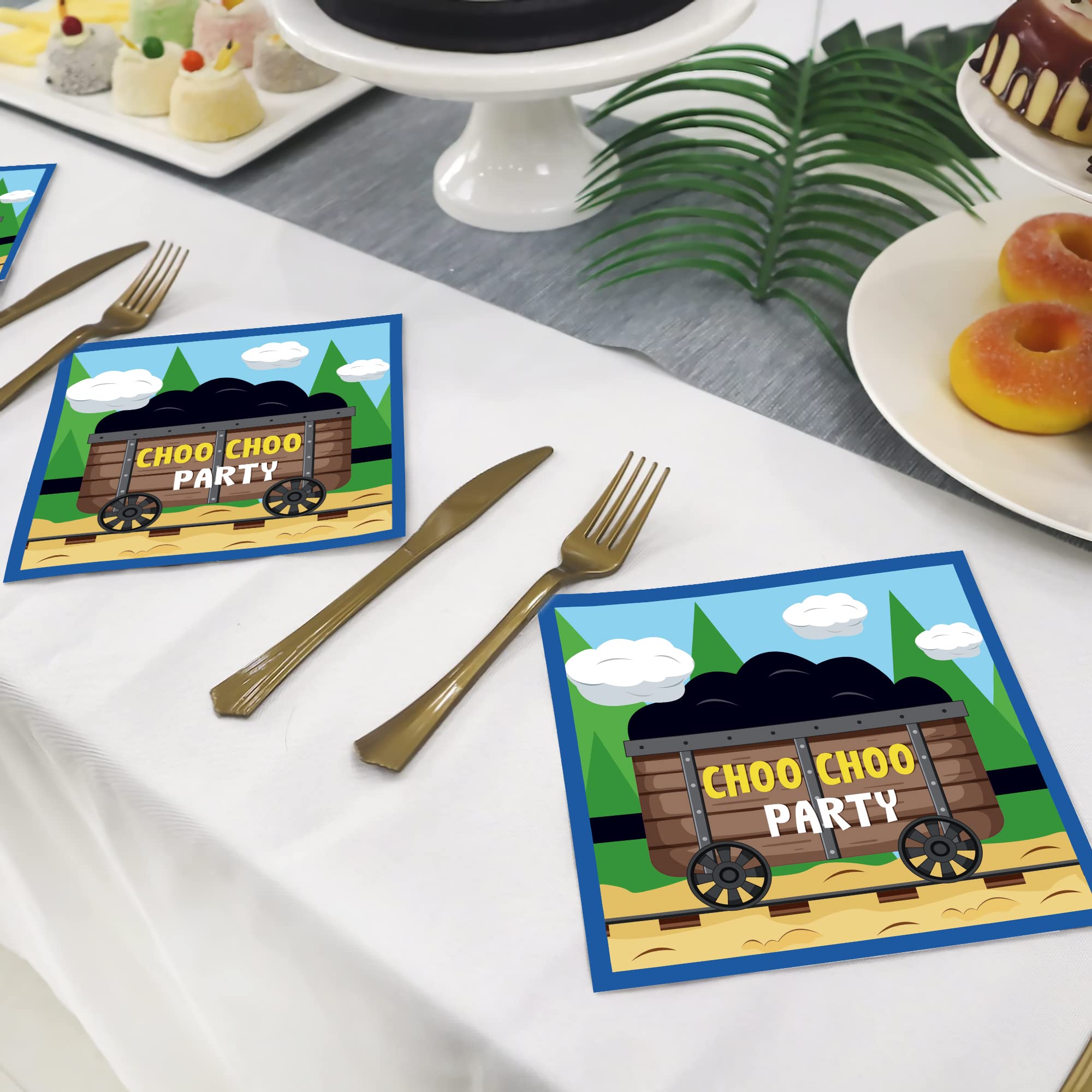 Amazon.co.jp: 40枚 列車 鉄道 デザートナプキン 車 機関車 ランチ